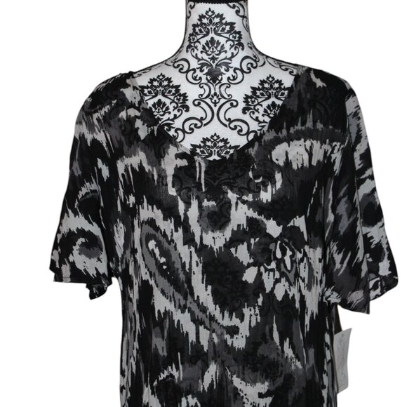 Denim 24/7 Women's Short Sleeve Maxi Black Grays M 14/16 NWT's - Picture 3 of 10